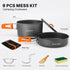 Odoland 9pcs Camping Cookware Non-Stick Lightweight Pots and Pans Set for Outdoor Cooking