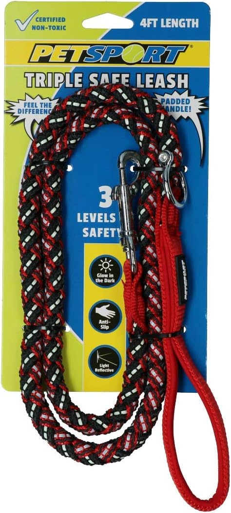 PetSport Triple Safe Leash - Red - 6 ft, Large