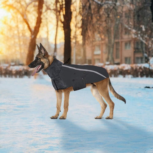 SlowTon Winter Dog Coat, Waterproof Windproof Puppy Vest with Turtleneck Scarf, Soft Pet Outfits, M, Grey
