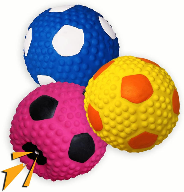 Soft Squeaky Dog Ball 2.56” - Latex Squeaky Toys for Medium and Small Dogs, 3pcs for Fetch and Chase