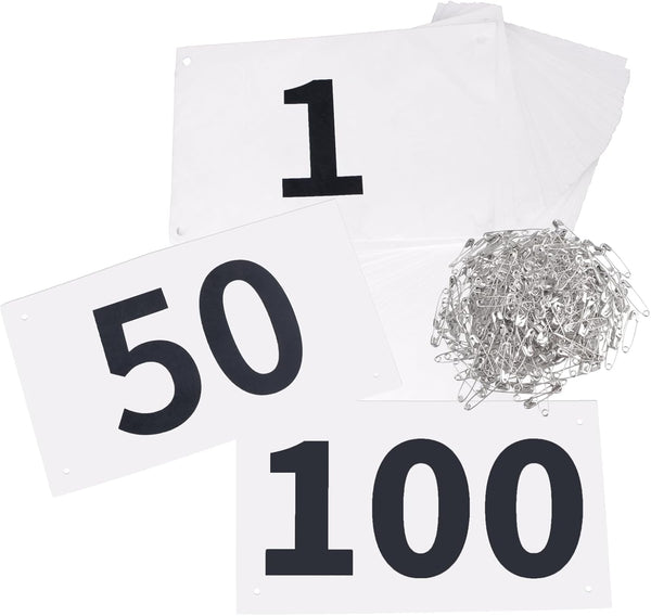 TRIWONDER Tyvek Running Bib Competitor Numbers with Safety Pins, Running Numbers Paper