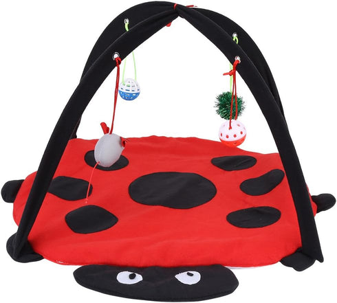 Foldable Cat Activity Play Mat Tent Multi Function Pet Bed with Hanging