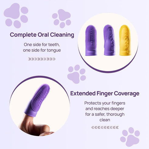 4-Pack HICC PET Dog Toothbrush, Anti-Slip Dog Tooth Brushing Kit, Dog Finger Toothbrush for Plaque and Tartar Cleaning