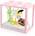 Small Betta Fish Tank, Stackable Mini Aquarium Kit with Gravel & Resin Decorations, 0.6 Gallon, Pink