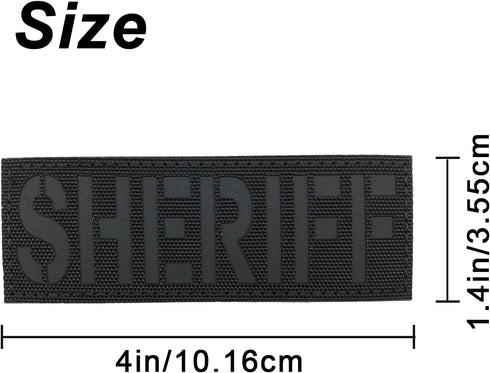 Reflective Laser Cut Sheriff Patch, Small 4x1.4 inch Subdued Black County Office Patch for Tactical Gear