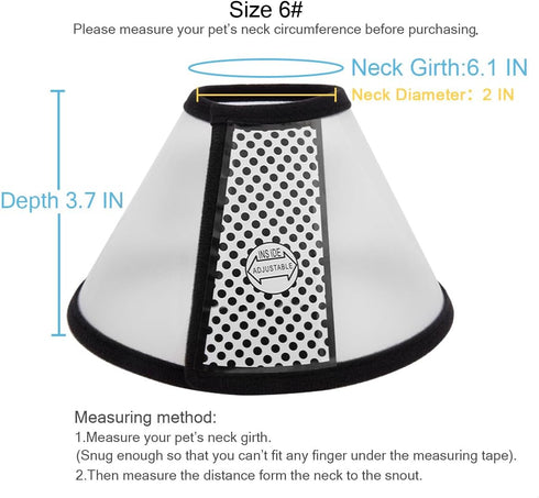 Depets Adjustable Recovery Pet Cone E-Collar for Cats, Kittens, and Rabbits, Neck Girth 6.1 in