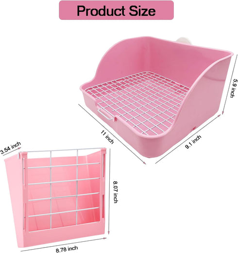 Set Rabbit Litter Box Bunny Potty Box Guinea Pig Hay Rack Feeder Rabbits Corner Litter Pan Potty Trainer Pet Toilet