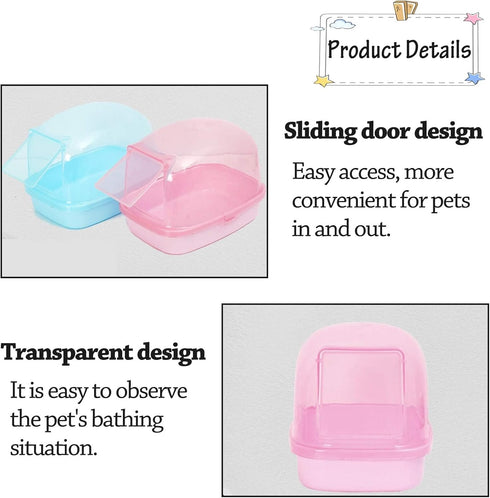 kathson Dwarf Hamster Bathroom - Chinchilla Sauna Room Plastic Sand Bath House for Gerbils, Hedgehog, Squirrel (Blue)