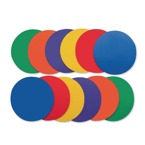 S&S Worldwide Spectrum 5", Anti-Skid Soft Round Vinyl Spot Markers for PE/Gym Classes, Set of 12