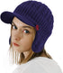 Winter Ear Warmer Billed Visor Beanie with Ear Flaps, Knitted Brimmed Trapper Hat