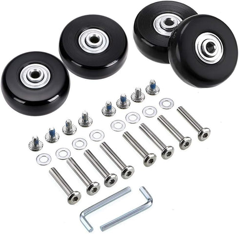 OwnMy 50mm x 18mm Set of 4 Luggage Suitcase Replacement Wheels, Rubber Swivel Caster