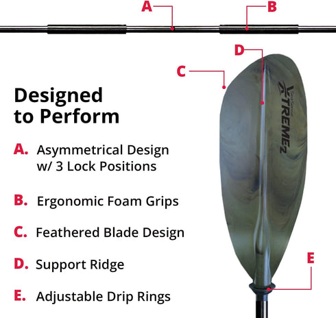 SeaSense 96 in X-II Kayak Paddle in Military Green (8674)