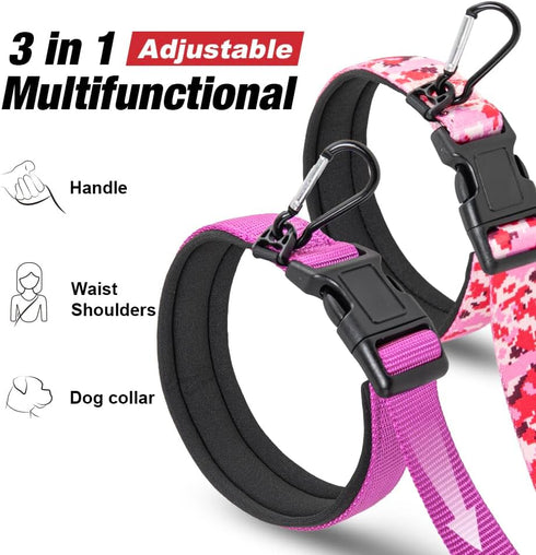 TSPRO Hands Free Dog Leash for Medium to Large Dogs, Adjustable Durable Leash with Padded Handle (Black)