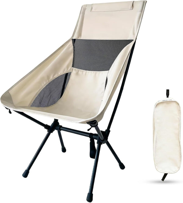 IEJ Ultralight High-Back Camping Chair - Portable Folding Backpacking Chair White Carry