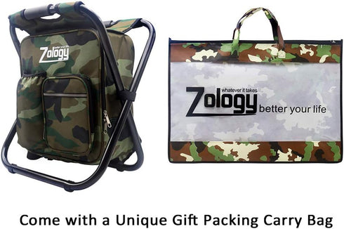 Folding Camping Chair Stool Backpack with Cooler Insulated Picnic Bag for Outdoor Fishing and Hunting