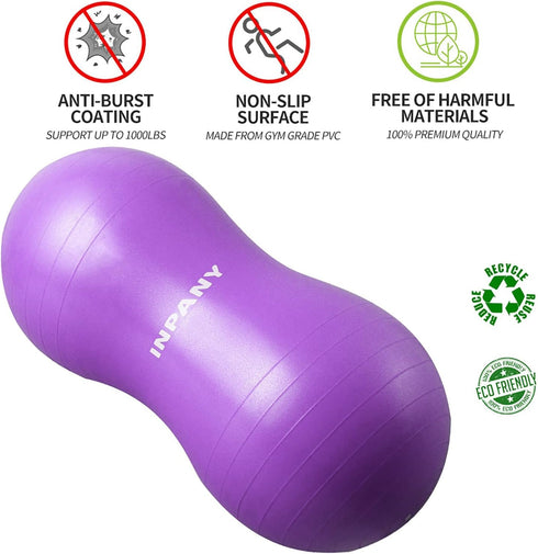INPANY Peanut Ball - Anti Burst Exercise Ball for Labor Birthing, Physical Therapy, Core Strength, Home & Gym Fitness