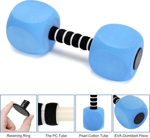 Water Dumbbells, 2PACK Aquatic Exercise Dumbbells - EVA Foam Barbells for Men Women Water Workouts