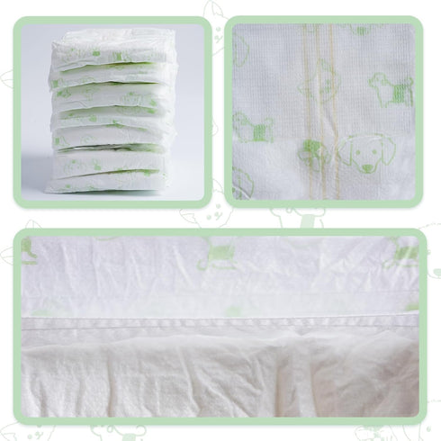 IMMCUTE 100 Dog Diapers Male Ct, XSmall, Male Dog Diapers Disposable with Wetness Indicator, Adjustable Male Dog Wraps