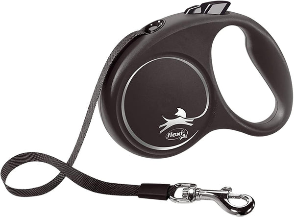 Flexi Black Design Small 5m Retractable Dog Leash for Dogs up to 15kgs/33lbs