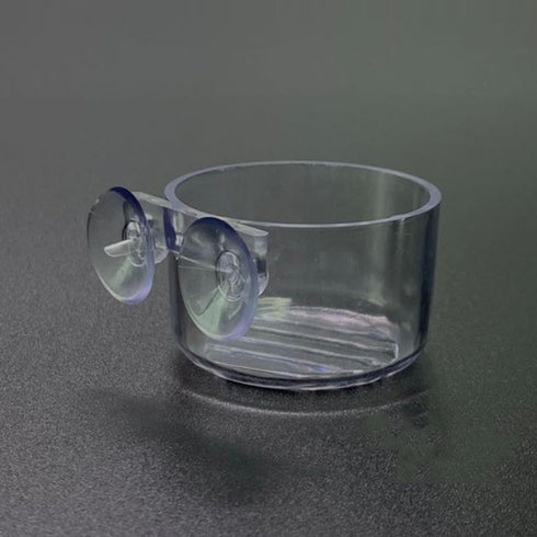 VOSAREA Acrylic Aquarium Feeder Bowl with Suction Cup Red Worm Fish Feeder Container Multi-Function Fish Food Holder