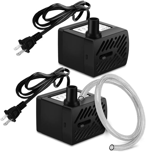 PULACO 2Pcs Mini Fountain Pump (50GPH 3W), Ultra Quiet Submersible Water Pump for Aquarium, Pet Water Fountain