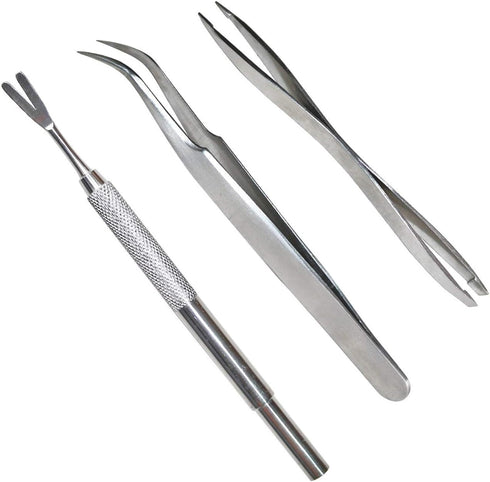 3 Pack Tick Remover Tool Set Stainless Steel Kit for Cats and Dogs