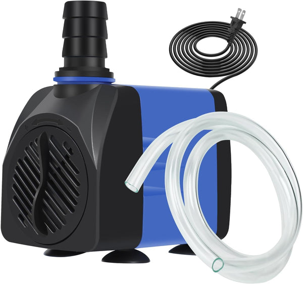 AQUANEAT Fountain Pump | 480 GPH Submersible Water Pump with 5 ft Tubing for Aquarium, Water Table & Hydroponics