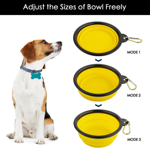 3 Collapsible Silicone Dog Bowls, Foldable Expandable Cup Dish for Small Pet Cat Food Water Feeding, Portable Travel