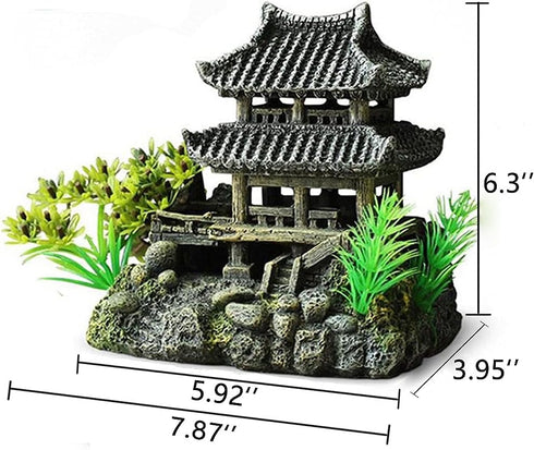 Classical Lifelike Chinese Landscape Resin Aquarium Castle Decorations Fish Tank Ornaments (Building) by IBWell