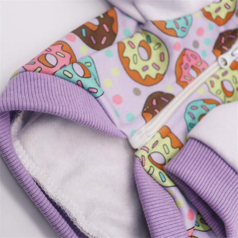 Purple Puppy Dog Hoodies for Small & Medium Dogs - Christmas Hooded Sweatshirt with Pocket Fleece Coat