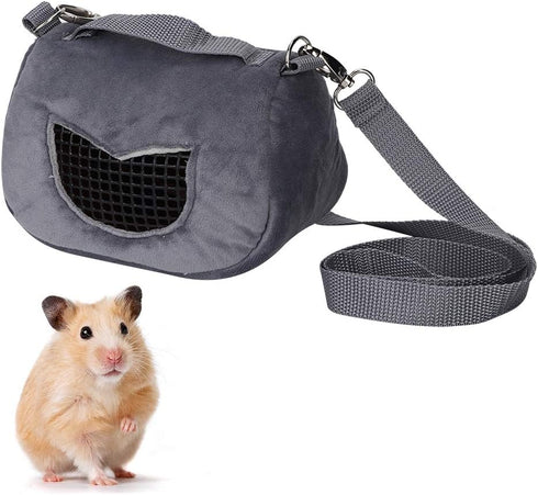 Small Pet Carrier Bag, Gray Flannelette Portable Breathable Carrier for Small Pets (M)