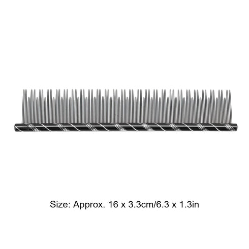 Pet Comb Dog Grooming Tool with Long and Short Teeth for Comfortable Pet Hair Removal, Black