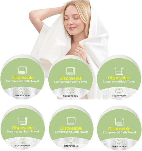 Lagincig 6PCS Compressed Bath Towel Tablets for Travel, Disposable Towels for Camping, Hiking
