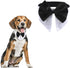 Formal Pet Bowtie Collar, 1 Piece Adjustable White Tuxedo Bow Tie and Collar for Cats Dogs, Neck Girth 21.97-25"