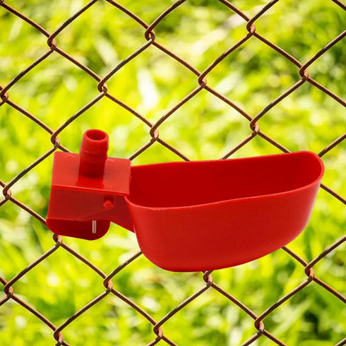 12Pcs Quail Water Cups - Pigeon Automatic Bird Waterer for Cage, Hang Drinker Breeding Poultry Drinking Bowls, Red