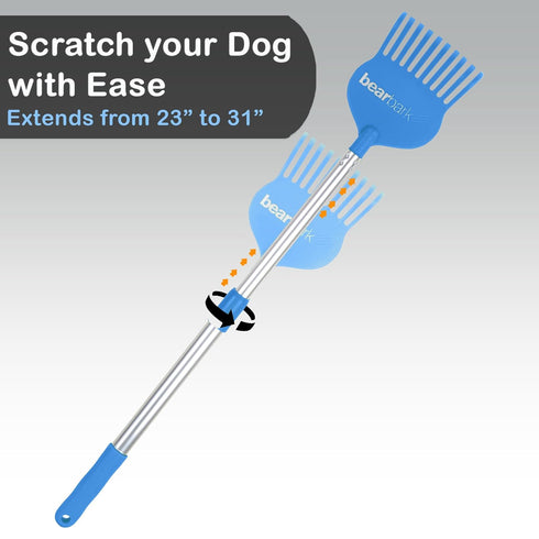 Bearbark Dog Scratcher, Extendable Long Reach Grooming Tool for Dogs, Cats, Pigs, Horses, Fun Itch Relief