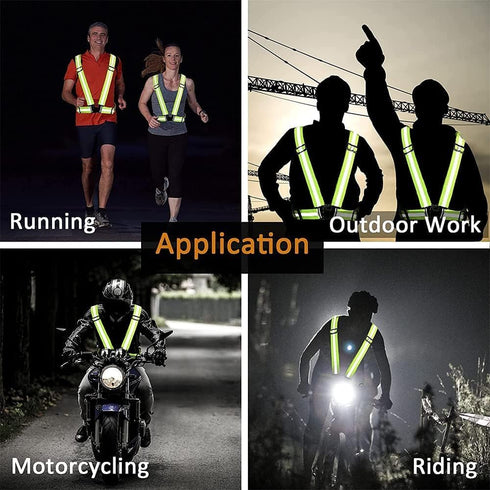 Reflective Vest, 2pcs Adjustable High Visibility Safety Vest with 4pcs Reflective Armbands for Outdoor Activities