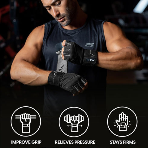 MhIL Workout Gloves for Men Comfortable Gym Gloves for Men with Enhanced Grip for Safety and Hand Protection Weight