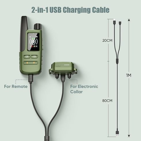 2-Pack Charger for Delupet/Yawpet/Jugbow Dog Training Collar and Remote, 2-in-1 USB Charging Cable