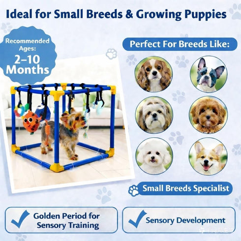 VYNALTIX 16 12 Toys+4 Puppy Play Gym with Toys, Removable Dog Enrichment Playground, Interactive Indoor Training