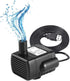 Mini USB Fountain Pump - Compact Submersible 5V Water Pump for Small Pond, Fish Tank, Long Cord, 180L/H (Black)