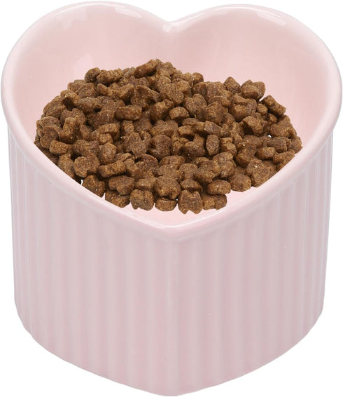 Heart Shaper Ceramic Elevated Cat Bowls, Anti Vomit Raised Cat Bowls, Microwave Safe Pet Accessories for Small Cats