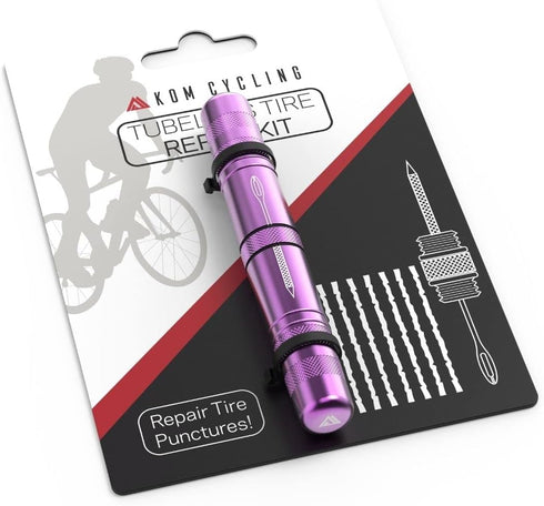 KOM Cycling Tubeless Tire Repair Kit for Bikes - 8 Colors! Fixes Mountain & Road Bicycle Tire Punctures