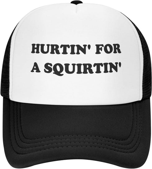 Hurtin for A Squirting Hat - Funny Trucker Hats Adjustable Classic Fishing Cap for Men and Women (Black)