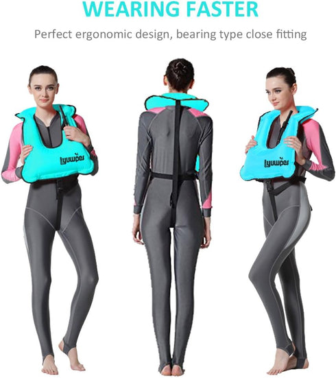 Inflatable Snorkel Vest for Adults, Snorkeling Jackets for Free Diving, Safety Load Up to 220 lbs