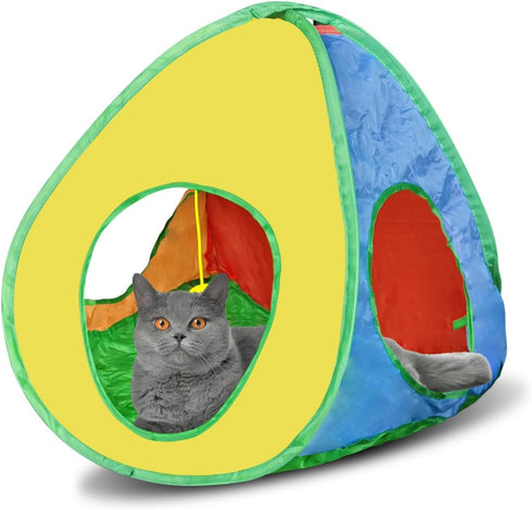 Andiker Cat Tent with a PlushBall, Colorful Foldable Polyester Cat Play Tents