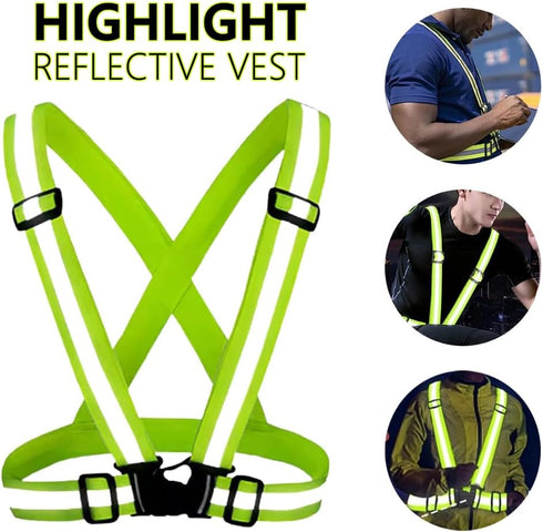 Reflective Vest Running Gear,High Visible Reflective Gear for Nighttime Running Biking Motorcycle Dog Walking, Adjustable Safety Vests fits Men Women Kids(2 Pack)