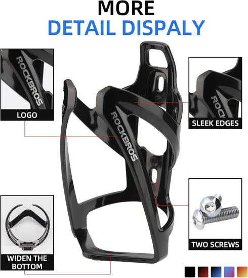 ROCKBROS Ultra-Light Bike Water Bottle Holder, Bicycle Bottle Cages with Screws Tool, 2 Pack