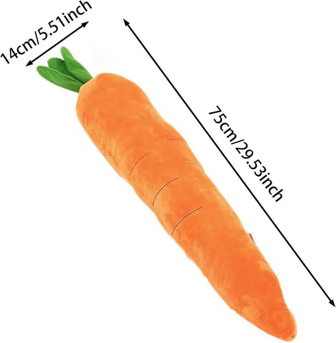 Generic 75cm Squeaky Carrot Plush Dog Toy, Soft Stuffed Chew Toy for Puppy Teething, Interactive Pet Toy for Small