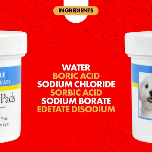 Miracle Care Eye Wash Pads for Dogs and Cats, Soft Pet Wipes, Sterile, 90 Count
